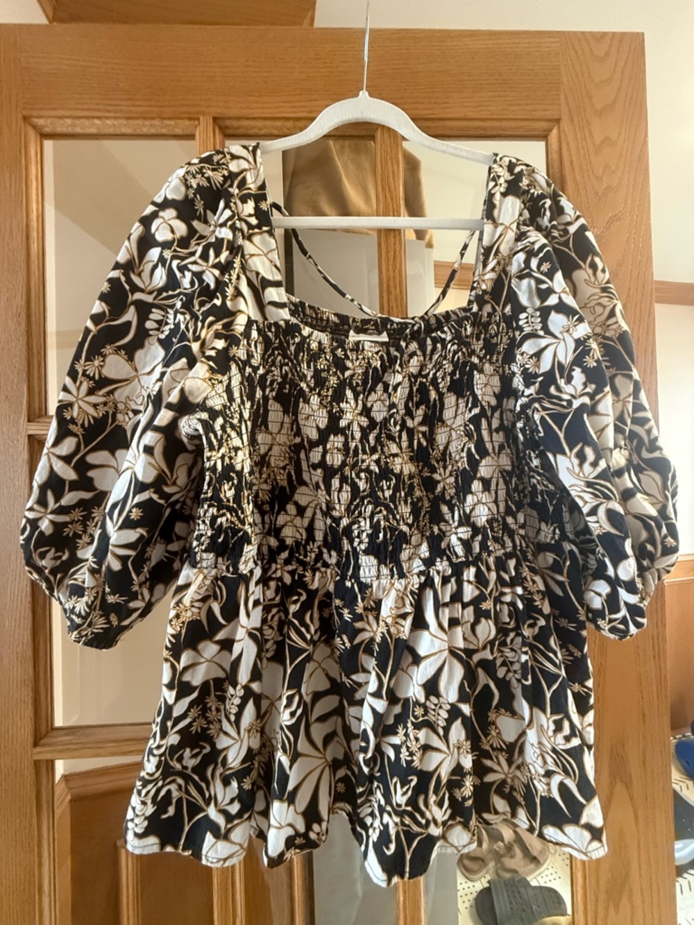 Black and Cream Floral Top